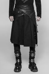 Jupe Kilt Vintage Punk Classique pour Homme à Volants Noirs et Irrégulière